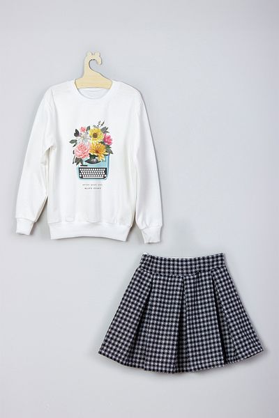 ADA BEBEK ÇOCUK New Season Printed Skirt Sweat Set