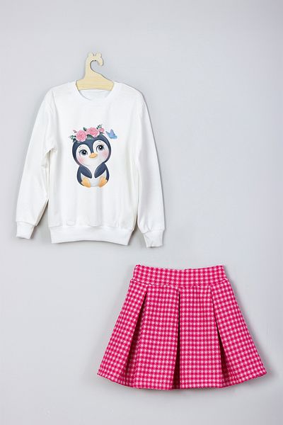 ADA BEBEK ÇOCUK New Season Cute Owl Printed Skirt Sweat Set