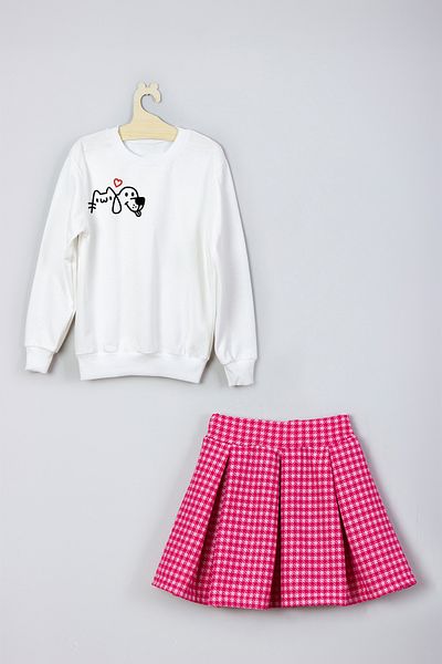 ADA BEBEK ÇOCUK New Season The Best Floral Patterned Skirt Sweat Set
