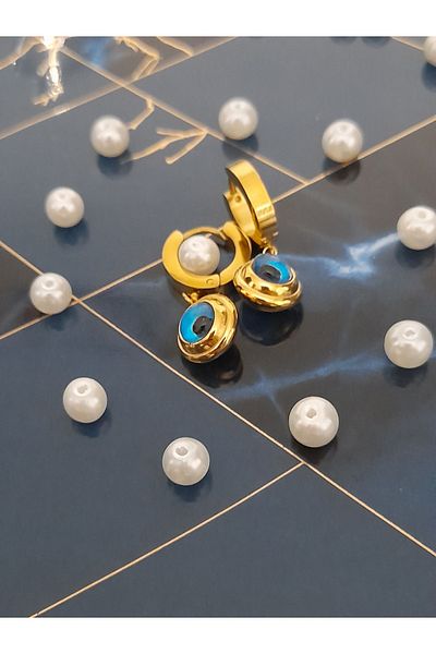 blackdıamondaksesuar Steel Non-Tarnish Color-Tossing Dangle Evil Eye Beaded Earrings