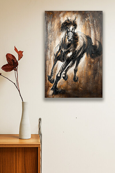 Nod Model de pictură din lemn de cal alb care alergă, decorațiuni decorative elegante pentru casă, sufragerie, decor de birou