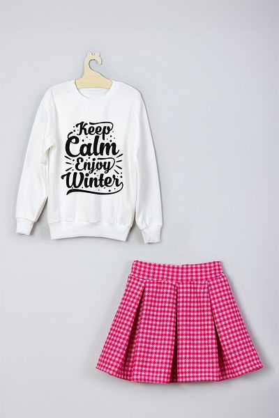 ADA BEBEK ÇOCUK New Season Enjoy Printed Skirt Sweat Set