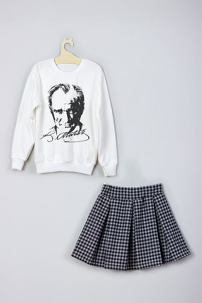 ADA BEBEK ÇOCUK New Season Ataturk Printed Skirt Sweat Set