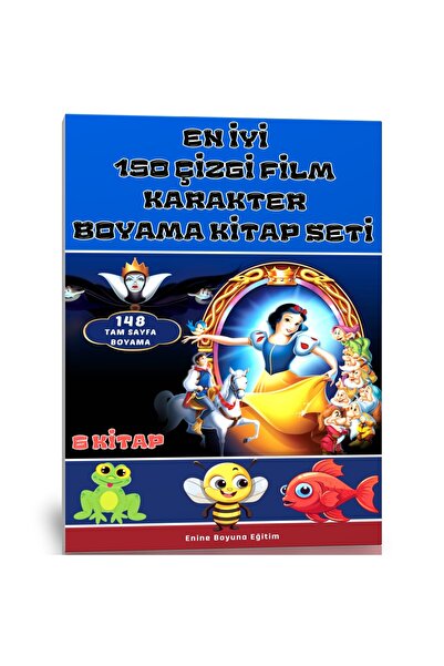 Enine Boyuna Eğitim Top 150 Cartoon Characters Coloring Book Set (6 Books)