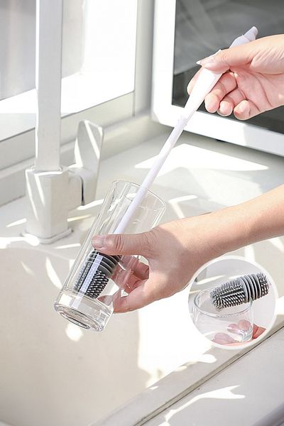 AfterTimes New Generation Glass Jar Washing Brush Long Handle Cleaning Helper