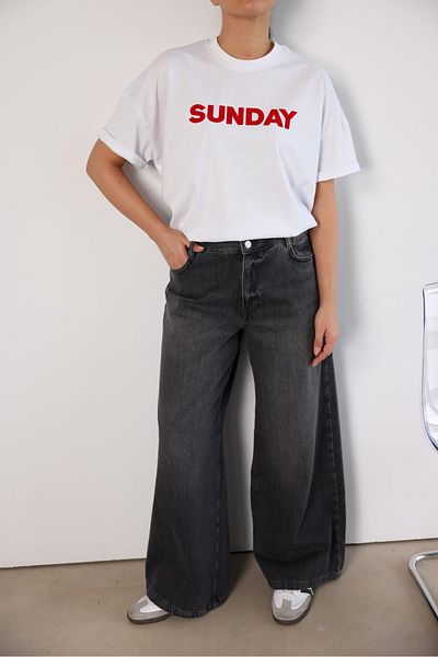 Jose Clothing Μπλουζάκι Unisex Λευκό εμπριμέ από οργανικό βαμβάκι Oversize με κοντό μανίκι