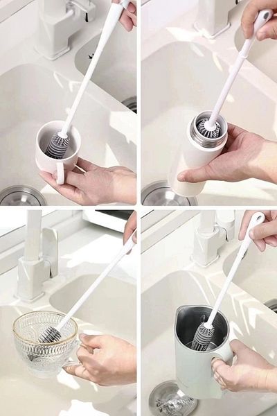AfterTimes New Generation Glass Jar Washing Brush Long Handle Cleaning Helper
