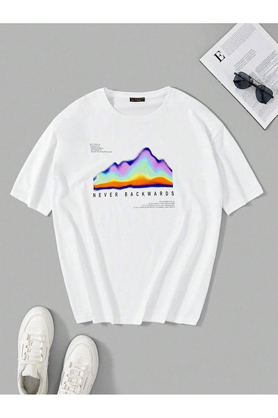 Jose Clothing Μπλουζάκι Unisex Λευκό εμπριμέ από οργανικό βαμβάκι Oversize κοντό μανίκι