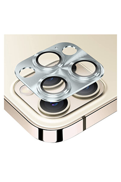 Nettech Apple Iphone 12 Pro Max Uyumlu Metalik Seri Kamera Cam Koruyucu - Gümüş