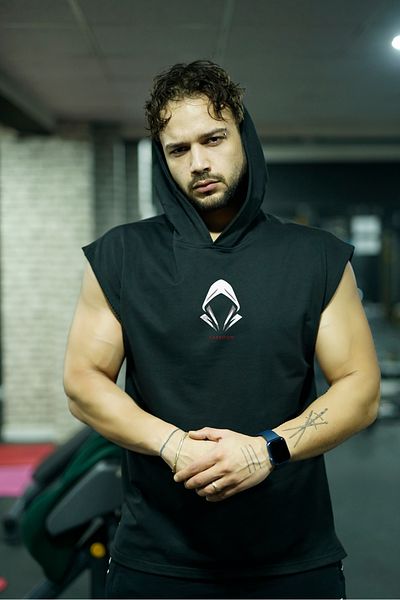 Oxlade Ood Sports Tank Top Black Hooded Sports Gym Sports Tank Top 100% Cotton ®