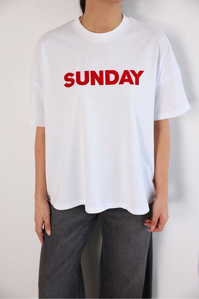 Jose Clothing Μπλουζάκι Unisex Λευκό εμπριμέ από οργανικό βαμβάκι Oversize με κοντό μανίκι