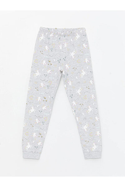 LC Waikiki LCW Kids Bisiklet Yaka Baskılı Uzun Kollu Kız Çocuk Pijama Takımı