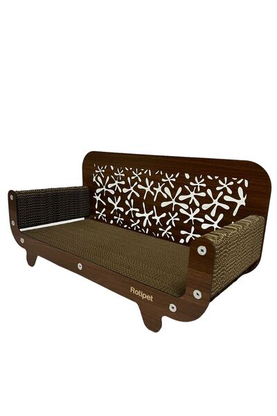 Rotipet Cardboard Cat Scratching Patterned Seat Walnut 59x30x25cm