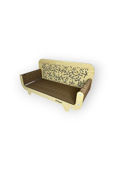 Rotipet مقعد من الورق المقوى بنمط خدش القطط من خشب القيقب 59x30x25 سم