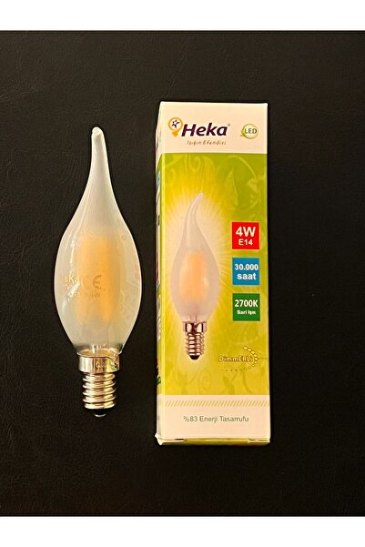 Heka 4 WATT E14 DUYLU  DİMMERLİ BUZ CAMLI  2700 KELVİN SARI IŞIK  KIVRIK BUJİ...