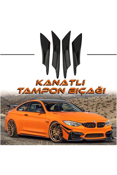 Oto Çizgi Her Araca Uyumlu Ithal Piano Black 4'lü Kanatlı Tampon Bıçağı Seti