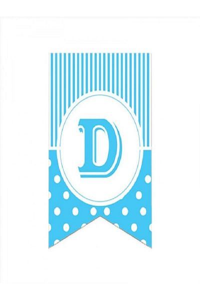 Kazanabil BLUE COLORED POINTED FLAM FLAG LETTERS D LETTER
