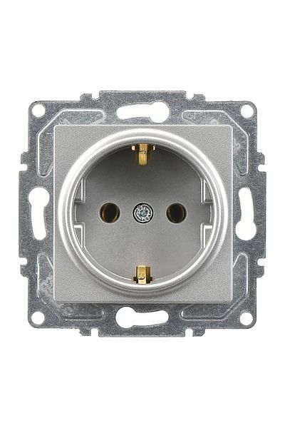 Günsan Eqona Radius Neoline Grounded Socket, Silver (Mechanism + Key Cover)