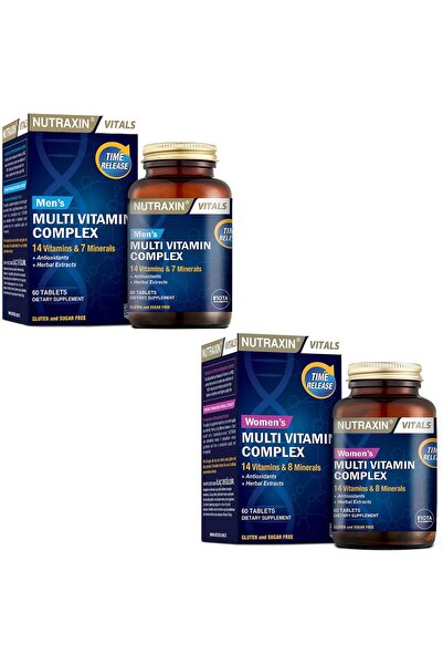 Nutraxin Multivitamin Complex Kadın 60 Tablet Multivitamin Mineral Complex Erkek 60 Tablet