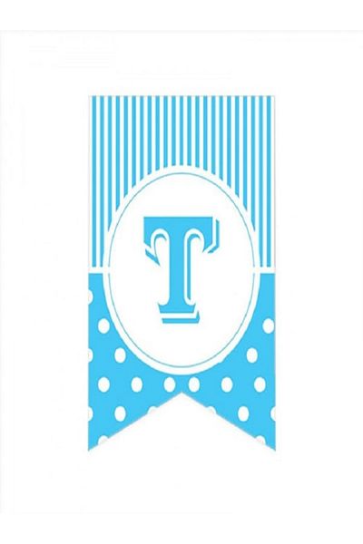 Kazanabil BLUE COLORED DOT FLAM FLAG LETTERS LETTER T