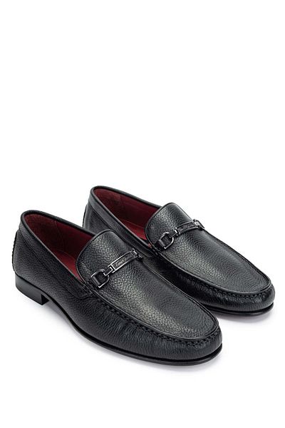 Tamer Tanca Genuine Leather Black Men's Loafer Shoes