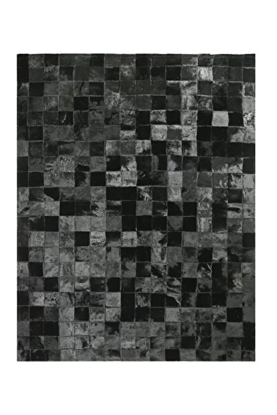 Dericibey Siyah Renk Patchwork Deri Halı