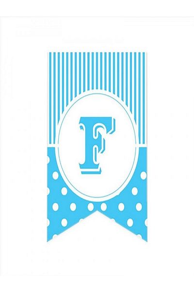 Kazanabil BLUE COLORED POINTED FLAM FLAG LETTERS F LETTER
