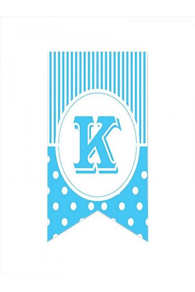 Kazanabil BLUE COLORED POINTED FLAM FLAG LETTERS K LETTER