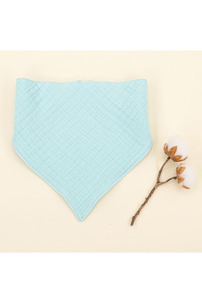 Yunikobaby Drooling Bib - Teether - Pacifier Strap - Four Layer Muslin - Turquoise