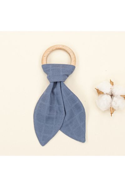 Yunikobaby Drooling Bib - Teether - Pacifier Strap - Indigo Muslin