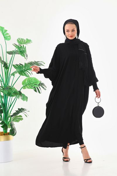 AGH Değerli Hediyeler Rochie de lux și elegantă cu mâneci liliac Mâneci Accesorii din dantelă Îmbrăcăminte exterioară modestă Accesoriu de lux