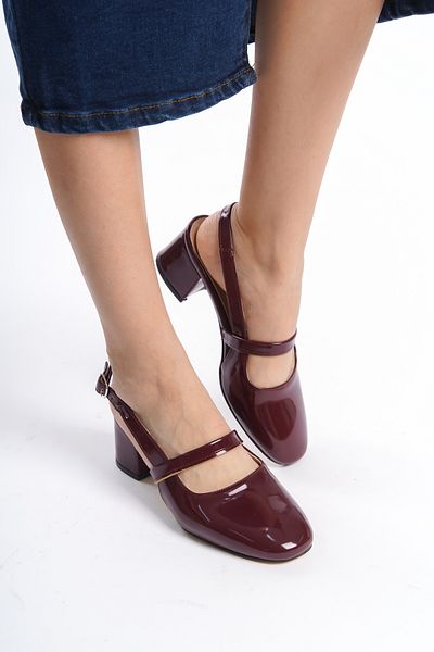 en7 Claret Red, pentru femei, cu cataramă cu spate deschis, pantofi clasici, confortabili, cu toc, de 5 cm, DRK020