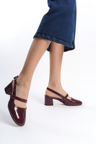 en7 Claret Red, pentru femei, cu cataramă cu spate deschis, pantofi clasici, confortabili, cu toc, de 5 cm, DRK020