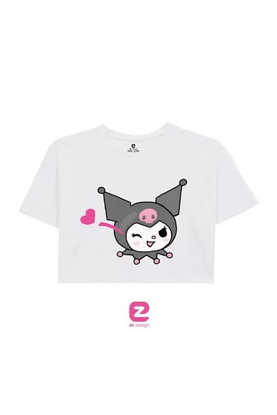 Machetta Tricou Crop Oversize Imprimat Kuromi pentru copii