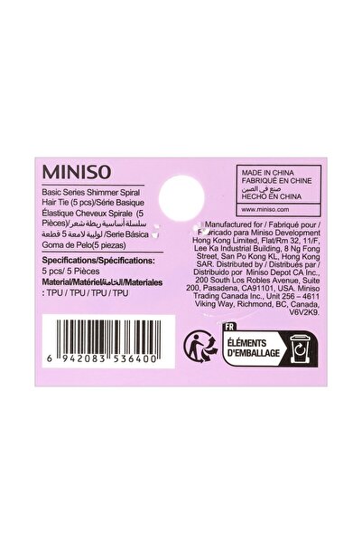 Miniso Spiral Saç Lastiği (5 Adet) - Simli