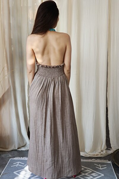 Su Koleksiyon Yeliz Vintage Muslin Boho Style Backless Dress