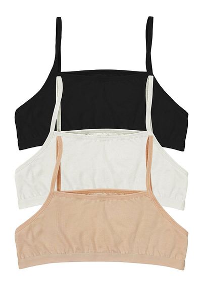 Sensu Girl's Non-Pad Organic Cotton Half Tank 3-Piece Training Bra