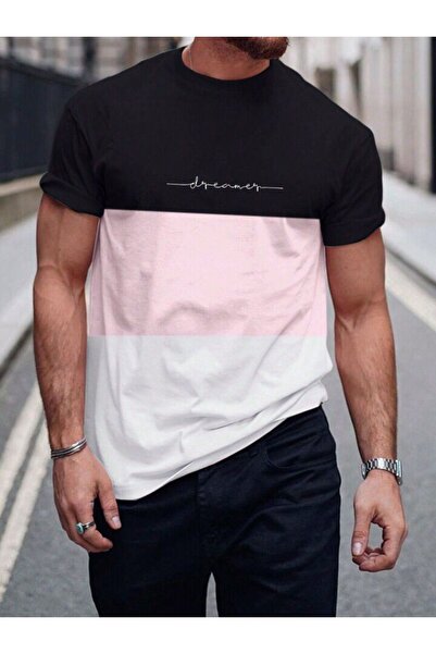 Keywest تي شيرت كبير الحجم للجنسين بطبعة لوس أنجلوس من القطن برقبة دائرية و3 ...