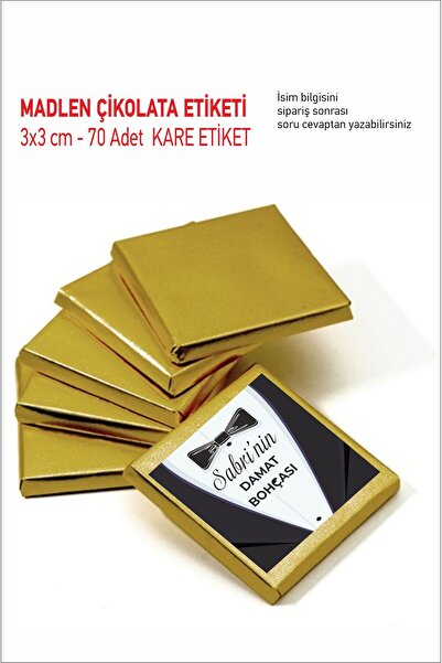 43 cici süsler organizasyon Damat Çikolatası Etiketi 70 Adet Yapışkanlı