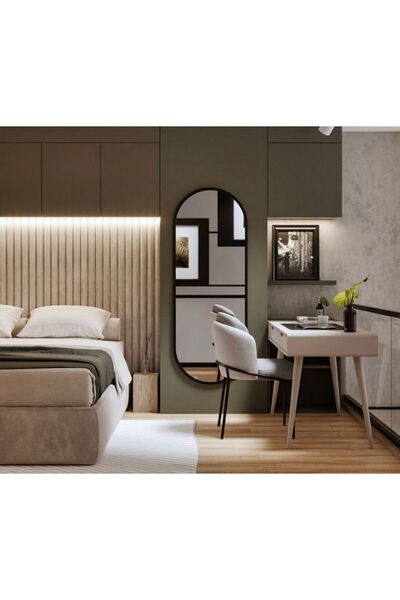 MKS Design 50x140 Oval Duvar Dekor Aynası / Asimetrik Ayna / Konsol Aynası / Düzensiz Ayna / Salon Aynası