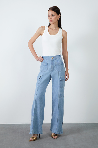 GİZİA Cep Detaylı Mavi Jean Pantolon