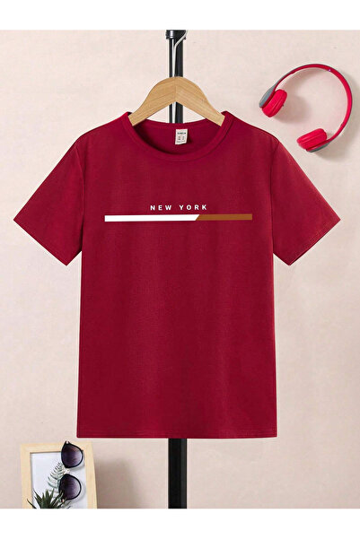 BYMEER dečija majica New York Štampano bordo unisex