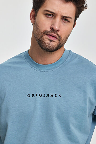 COMBİNE MİCHAİL Originals Men's Oversize Fit Thick Fabric Crew Neck T-shirt