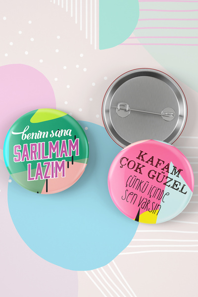 Varyant Atarlı Giderli Sözler - Eğlenceli Seri 5 - İğneli Buton Rozet Seti - Broş - Yaka - Çanta Rzt. 5 Adet