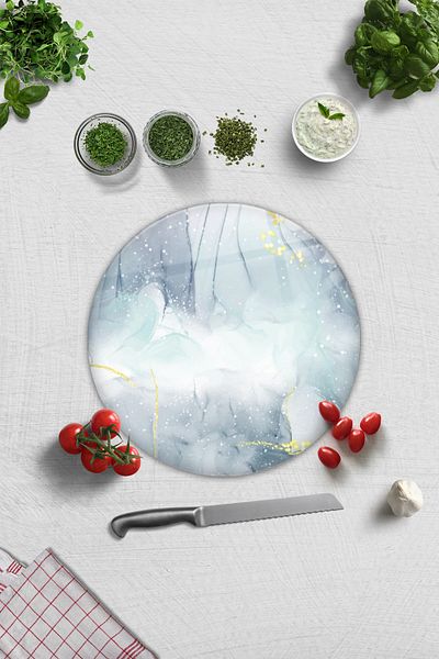 Decorita Glass Cutting Board - Glass Cutting Board |   Abstract Watercolor |   Diameter32Cm