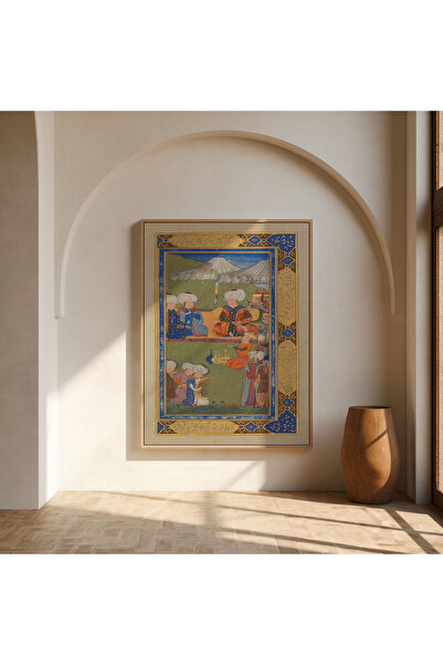 Pegziz Nizami Ganjavi Minyatür Çizim Sanatı Dekoratif Poster 60x90cm.