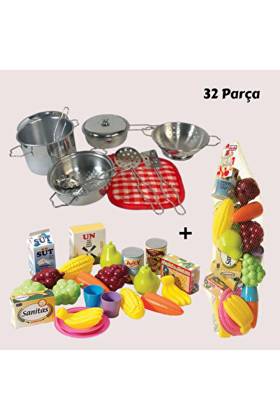 YILDIRIM OYUNCAK Metal Paslanmaz Çelik Oyuncak Kabartmalı Tencere Seti 11 Par...