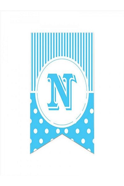 Kazanabil BLUE COLORED POINTED FLAM FLAG LETTERS N LETTER