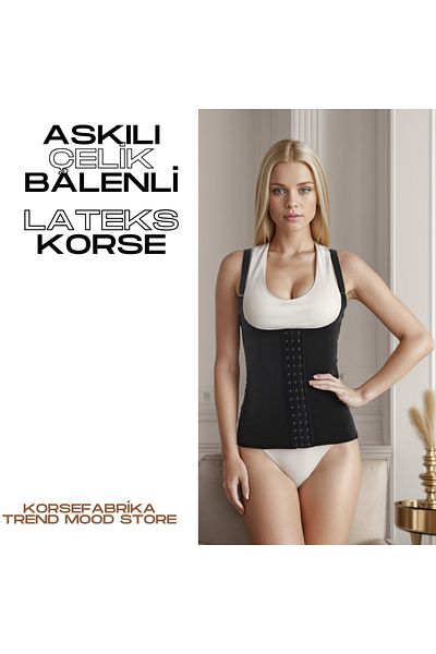 korsefabrika trend mood store SLINGED STEEL BALENED WAIST SUPPORT THINING LATEX CORSET