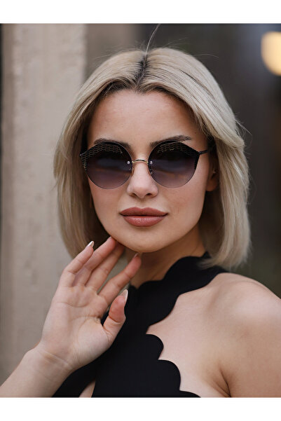 Angel Eyes نظارة شمسية نسائية إطار هندسي إطار أسود زجاج أسود